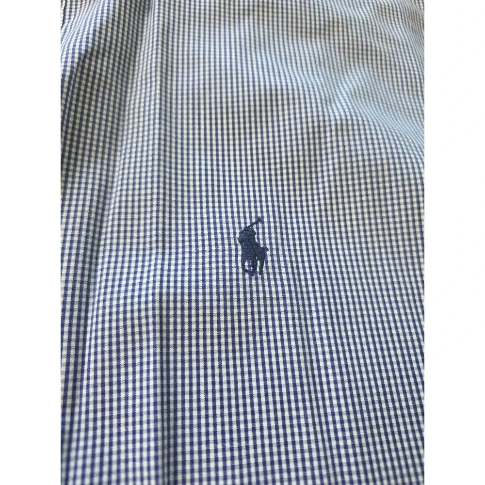 Polo Ralph Lauren Dress Shirt Mens 17.5 34/35 Blu Yarmouth Cotto Pinpoint Oxford